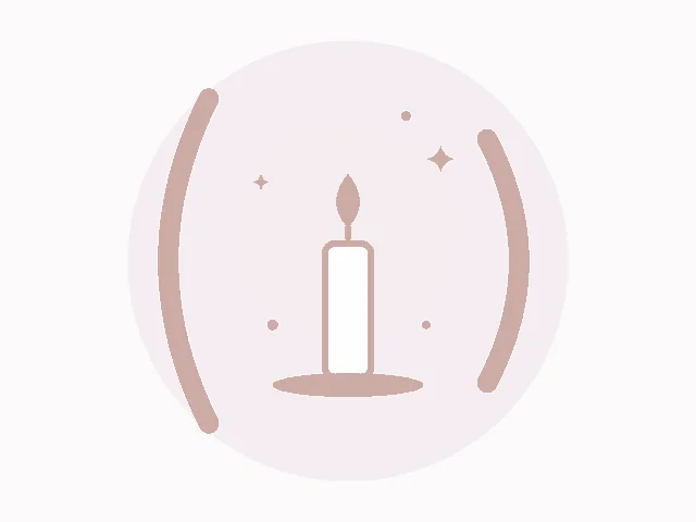 Illustration : une bougie allumée entre deux parenthèses, avec de petites étoiles, dans les couleurs du site.